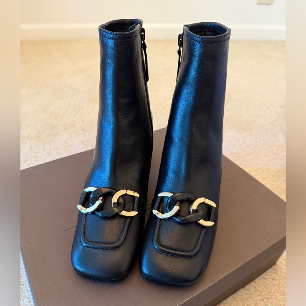Brand New Elegant Black Leather Ankle Boots - Size 6